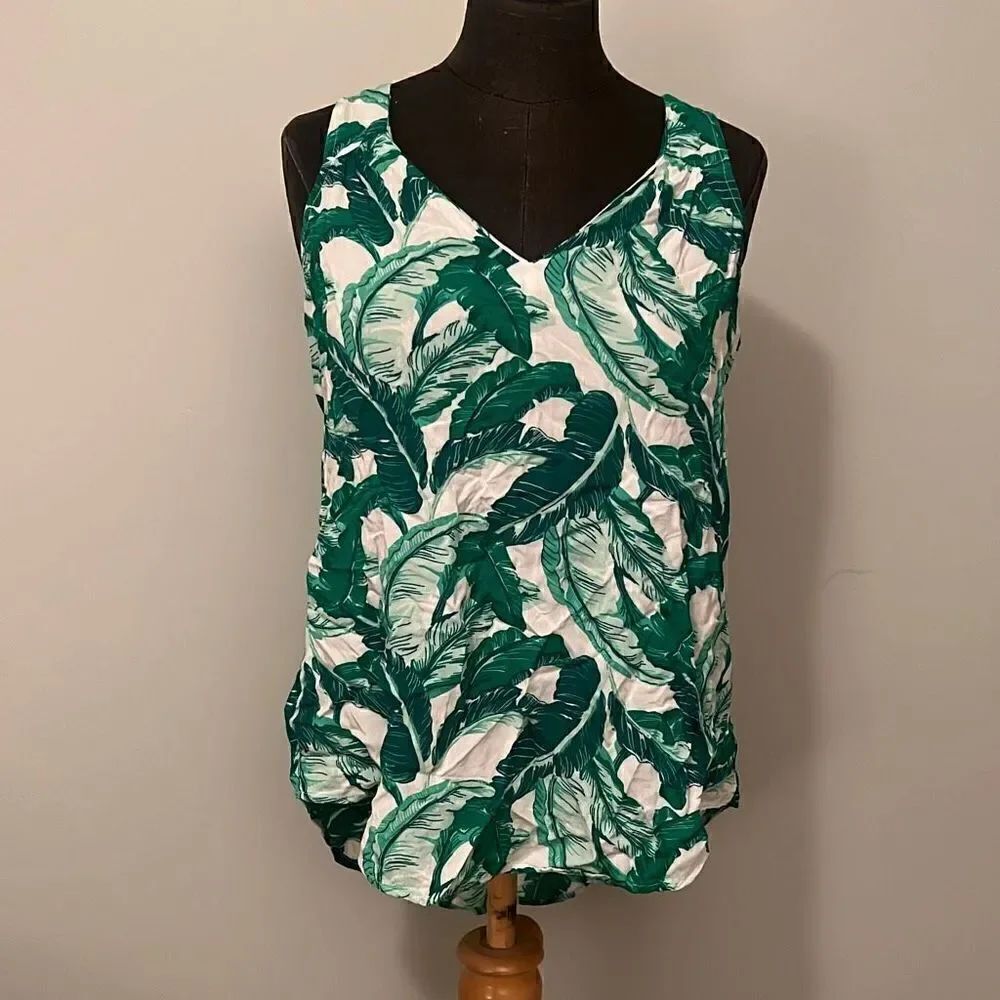 Green Tropical Hi-Low Tank Top